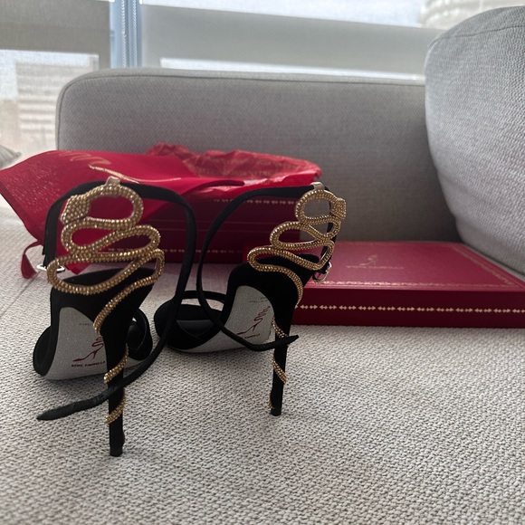 Rene Caovilla black suede sandals size 38 or 7/7.5 US NeW - Picture 2 of 9